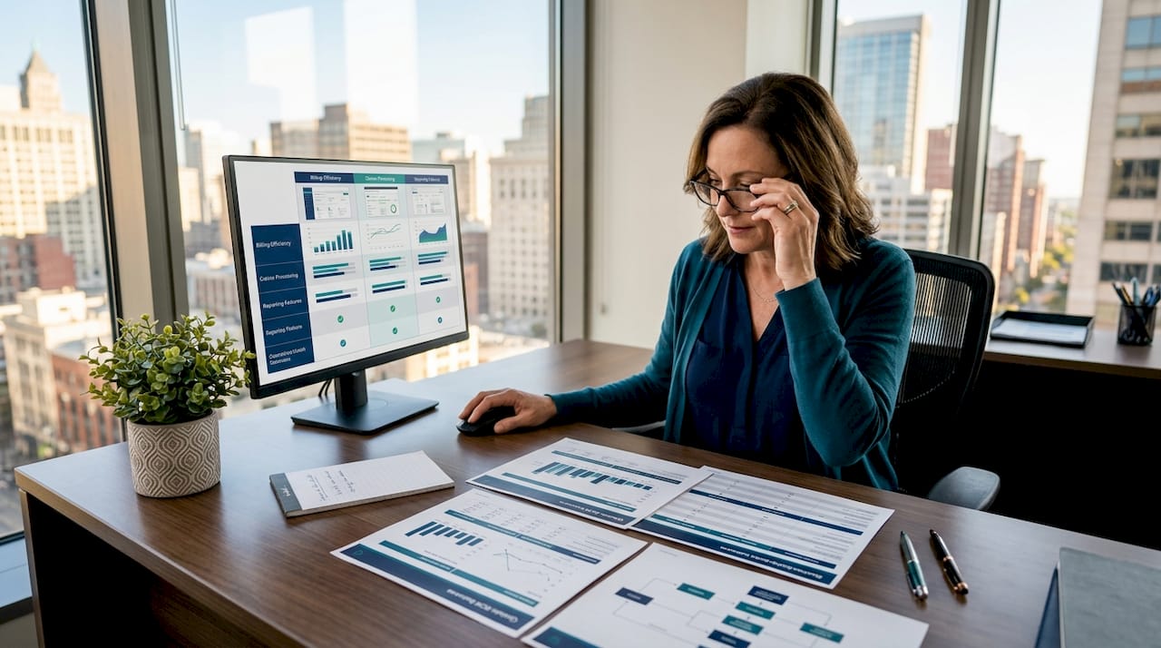 Practice manager comparing billing software options